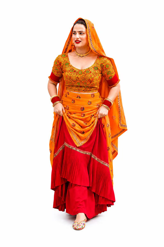Handmade Meenawati Ghagra Lugdi | Rajasthani Folk Costume, Indian Heritage Wear