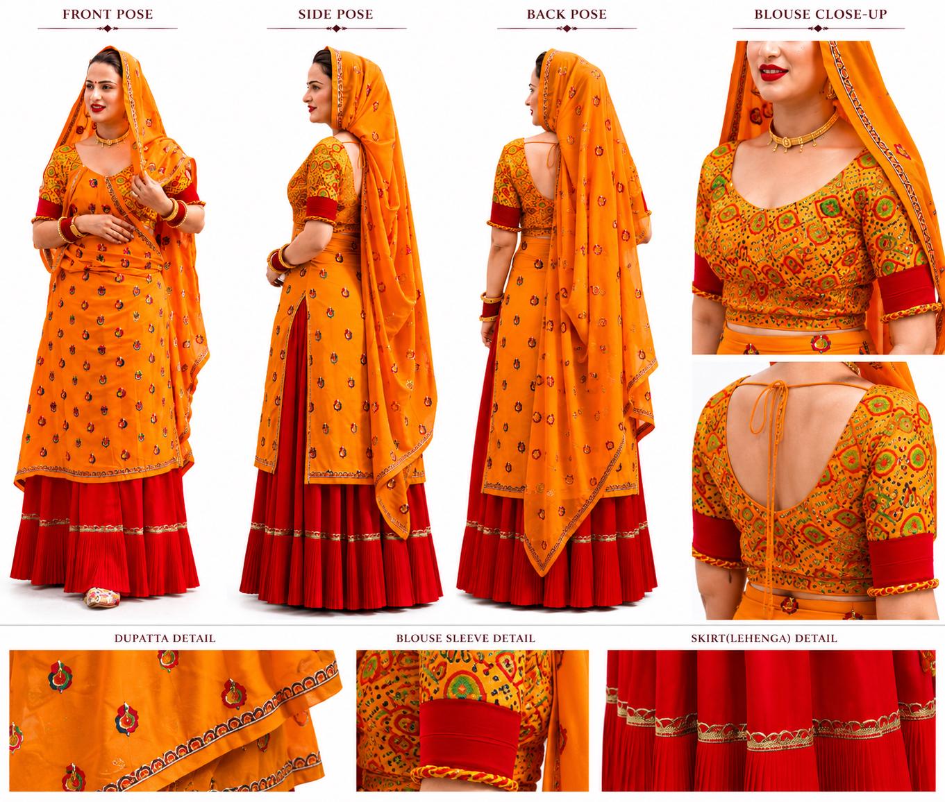 Handmade Meenawati Ghagra Lugdi | Rajasthani Folk Costume, Indian Heritage Wear