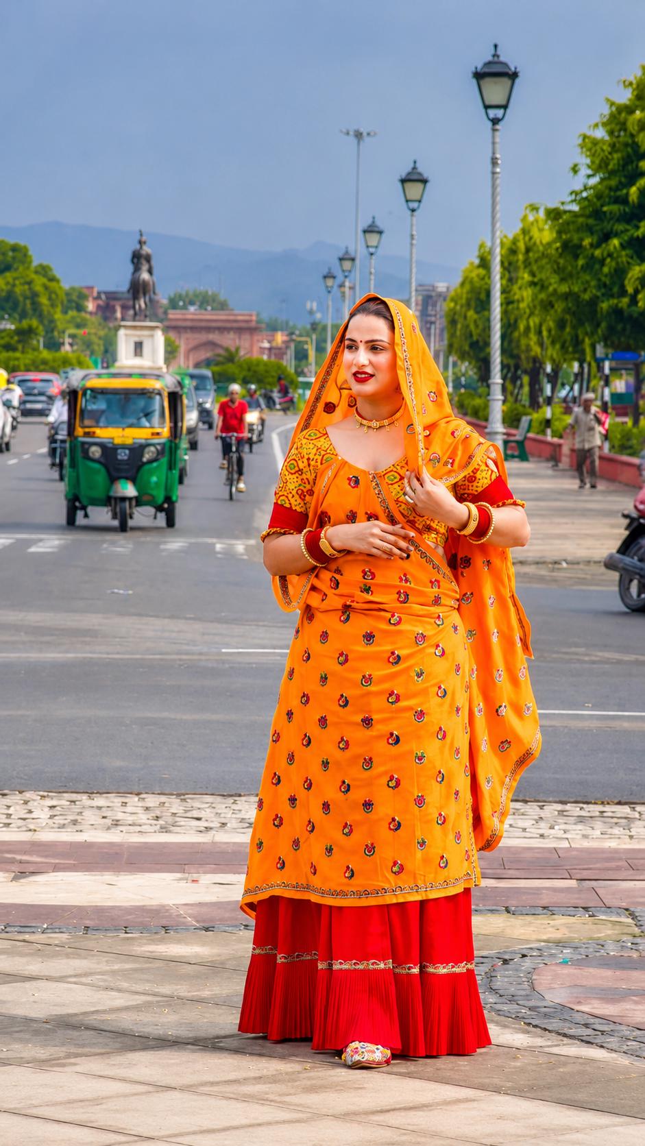 Handmade Meenawati Ghagra Lugdi | Rajasthani Folk Costume, Indian Heritage Wear