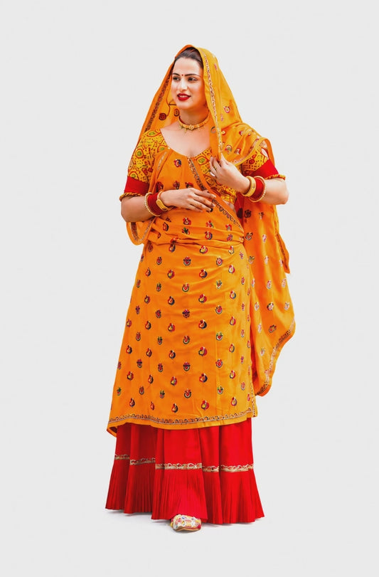 Handmade Meenawati Ghagra Lugdi | Rajasthani Folk Costume, Indian Heritage Wear